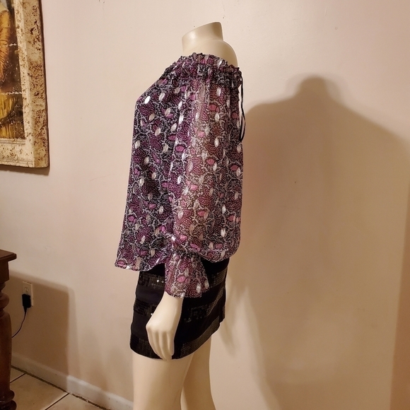 INC International Concepts Off-The-Shoulder Peasant Top Margaret Floral Size S - Picture 4 of 9
